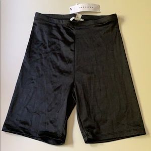 TOPSHOP shiny black disco biker shorts